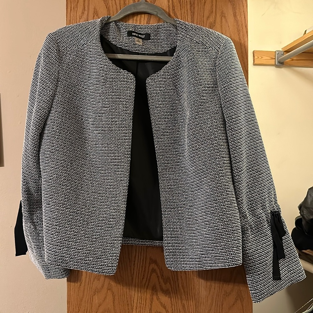 Nine West Textured Blazer with Tie sleeves